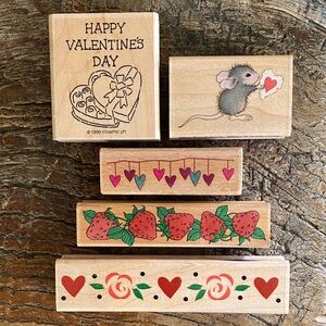 💘Vintage💘Valentines Day Wood Block Stamp Set